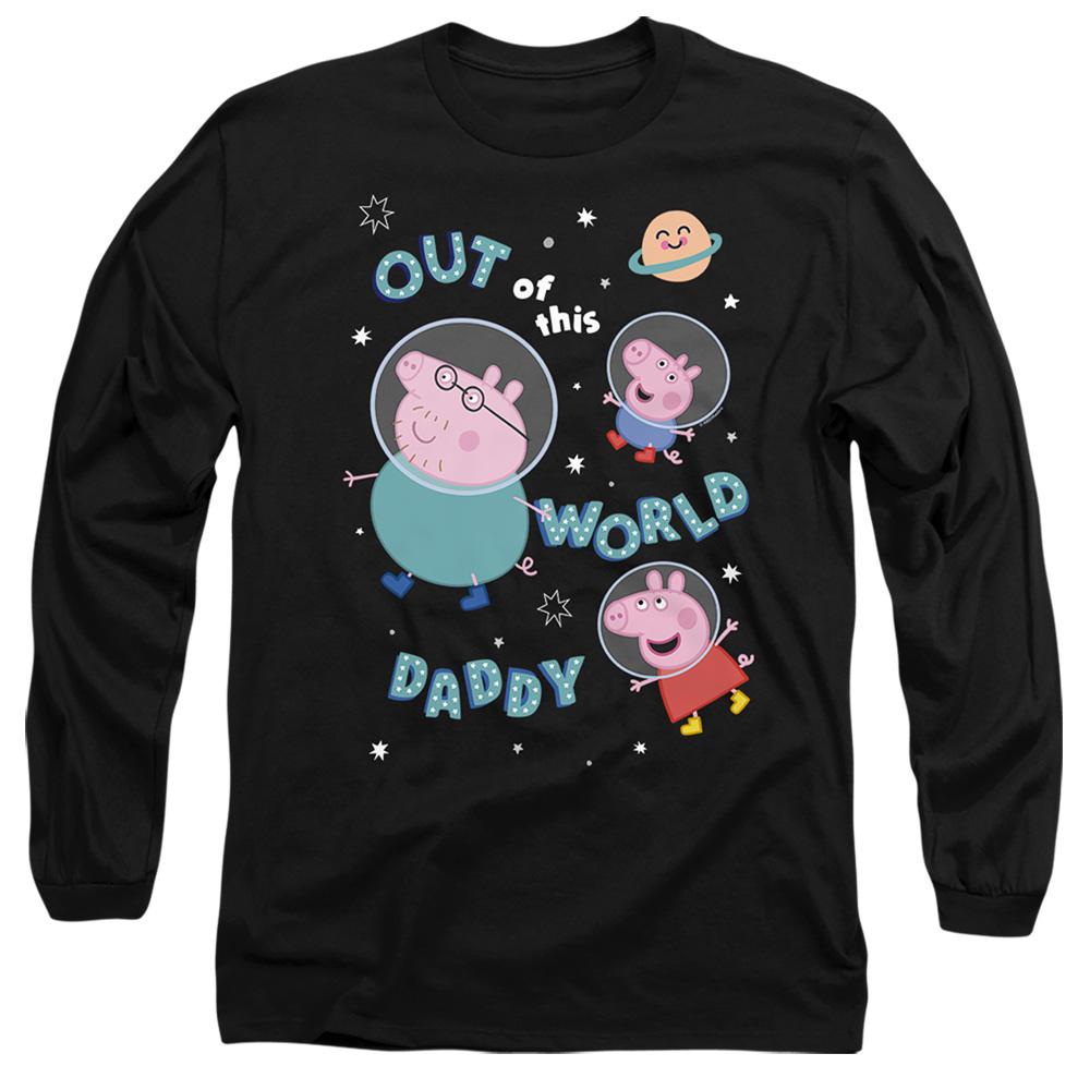 Black - Front - Peppa Pig Unisex Adult Out Of This World Daddy Pig Long-Sleeved T-Shirt