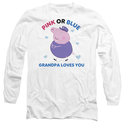 White - Front - Peppa Pig Unisex Adult Pink Or Blue Grandpa Loves You Long-Sleeved T-Shirt