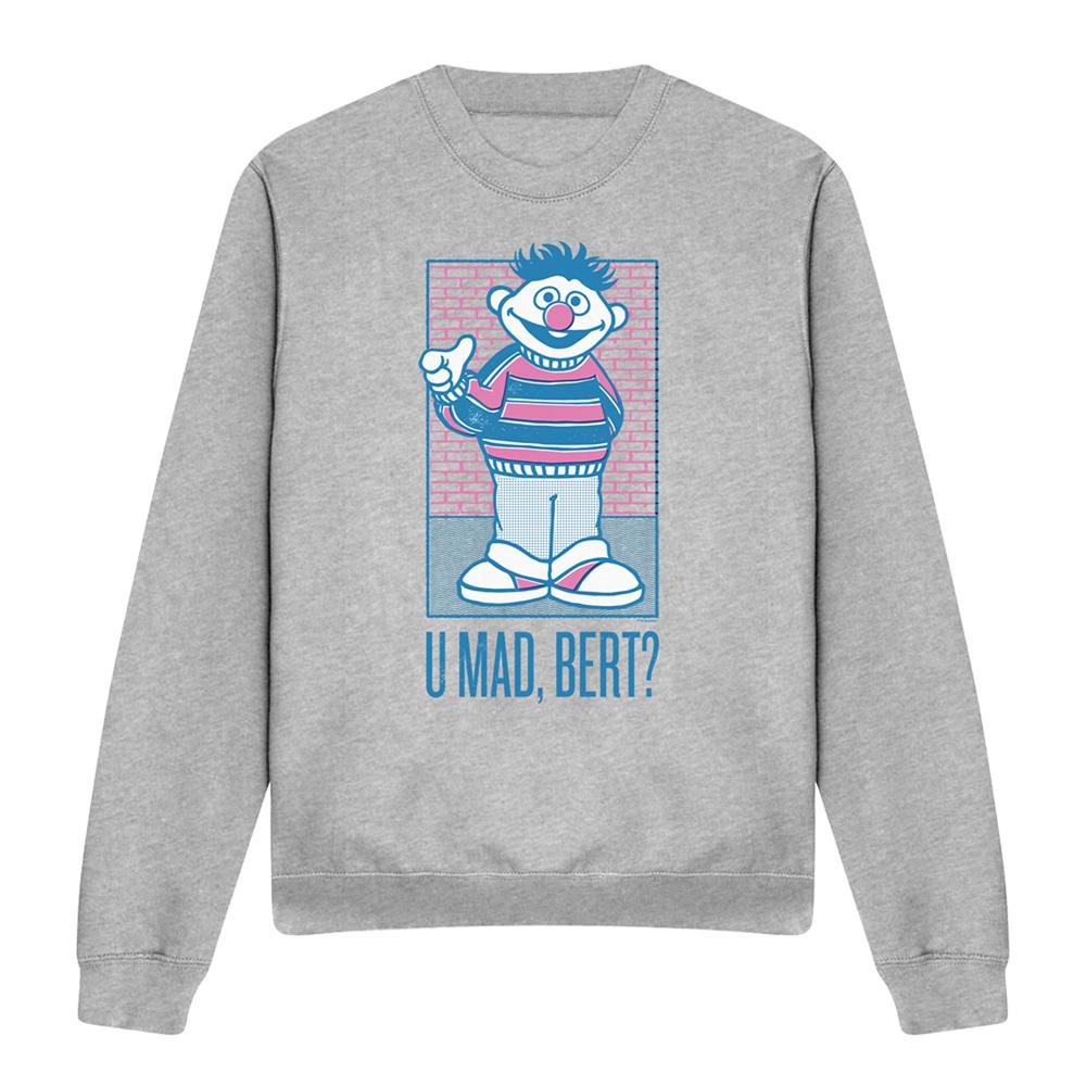 Athletic Heather - Front - Sesame Street Unisex Adult U Mad Bert? Ernie Sweatshirt