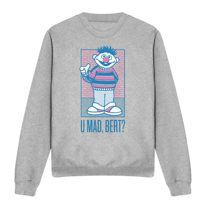 Athletic Heather - Front - Sesame Street Unisex Adult U Mad Bert? Ernie Sweatshirt