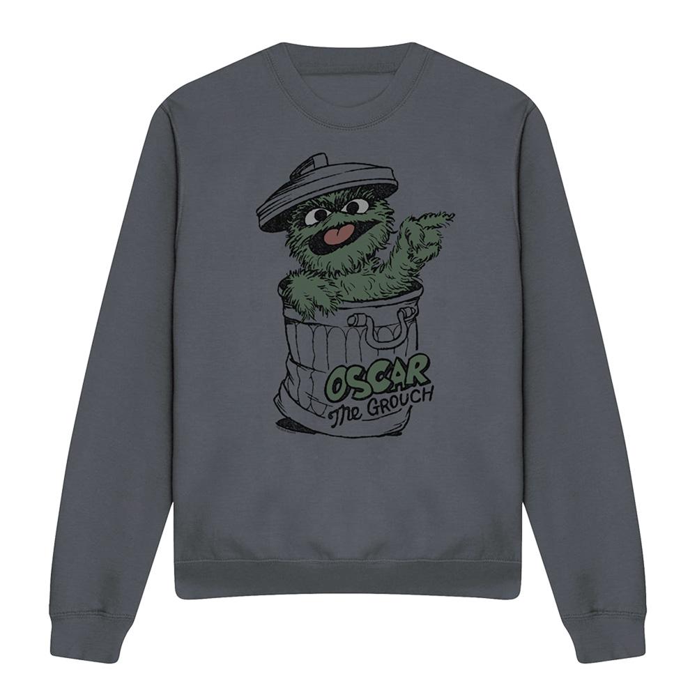 Charcoal - Front - Sesame Street Unisex Adult Oscar The Grouch Sweatshirt