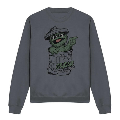 Charcoal - Front - Sesame Street Unisex Adult Oscar The Grouch Sweatshirt