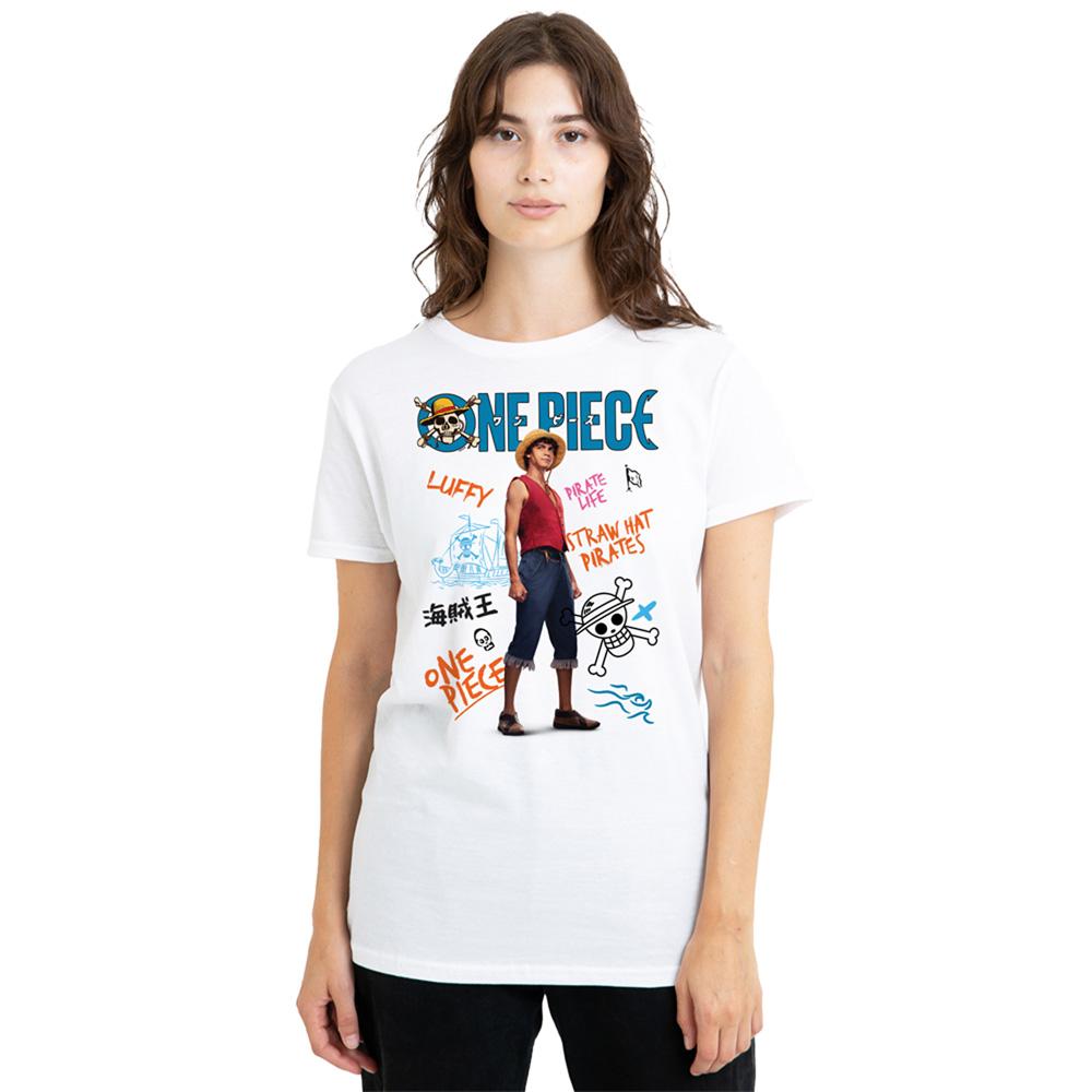 White - Lifestyle - One Piece Womens-Ladies Pirate Life Luffy T-Shirt