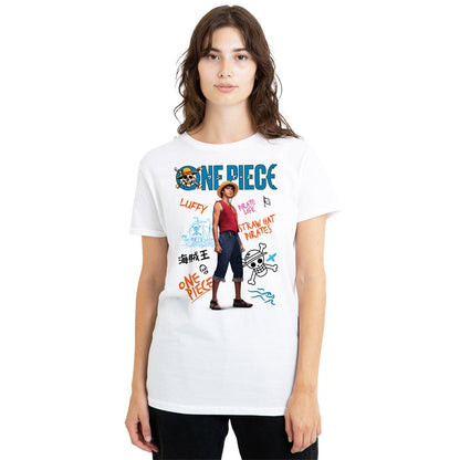 White - Lifestyle - One Piece Womens-Ladies Pirate Life Luffy T-Shirt