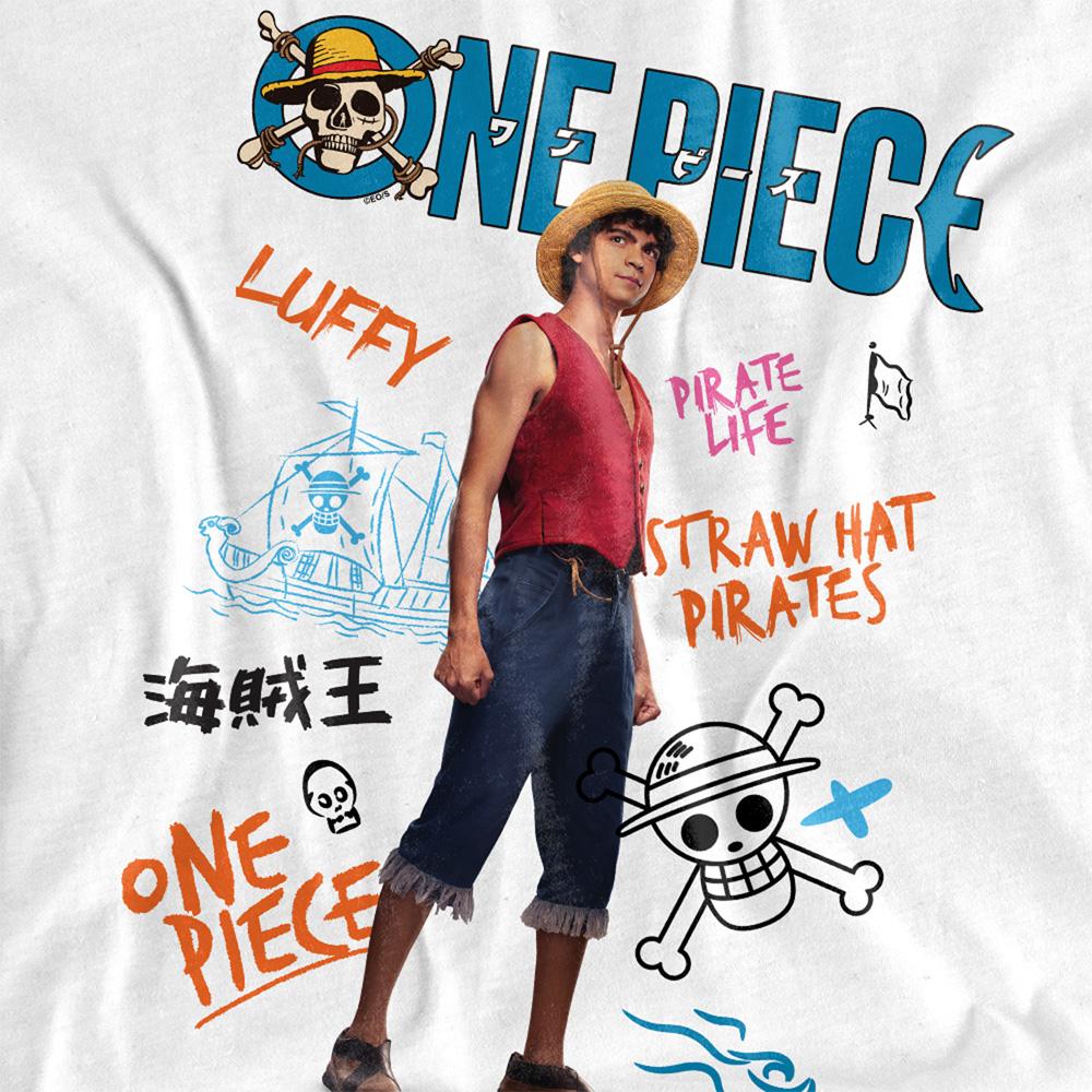 White - Side - One Piece Womens-Ladies Pirate Life Luffy T-Shirt