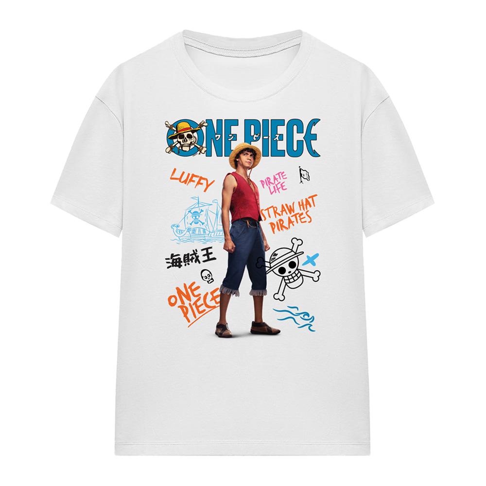 White - Front - One Piece Womens-Ladies Pirate Life Luffy T-Shirt