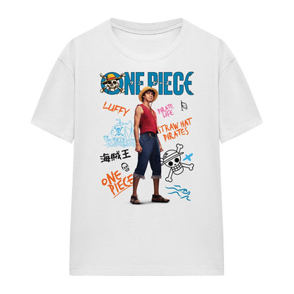White - Front - One Piece Womens-Ladies Pirate Life Luffy T-Shirt
