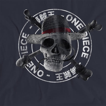 Deep Navy - Side - One Piece Womens-Ladies Skull And Crossbones T-Shirt