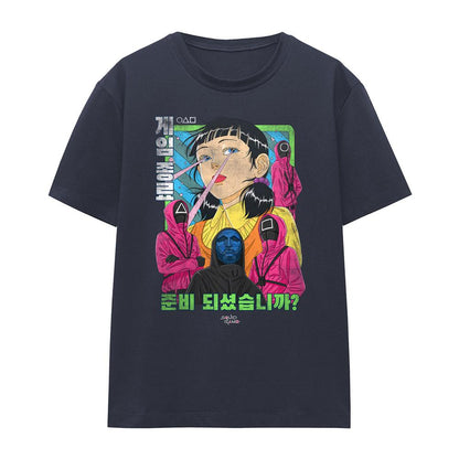 Deep Navy - Front - Squid Game Womens-Ladies Evil Group Anime T-Shirt