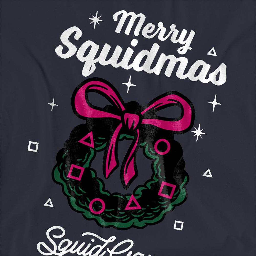 Deep Navy - Side - Squid Game Womens-Ladies Merry Squidmas Wreath Christmas T-Shirt