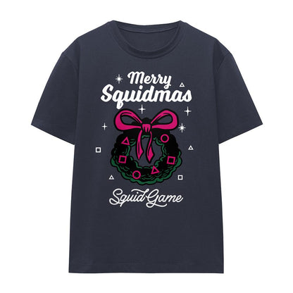 Deep Navy - Front - Squid Game Womens-Ladies Merry Squidmas Wreath Christmas T-Shirt