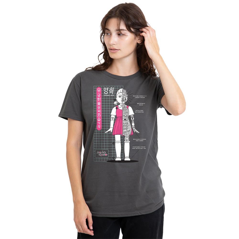 Charcoal - Lifestyle - Squid Game Womens-Ladies Young Hee Blueprint T-Shirt