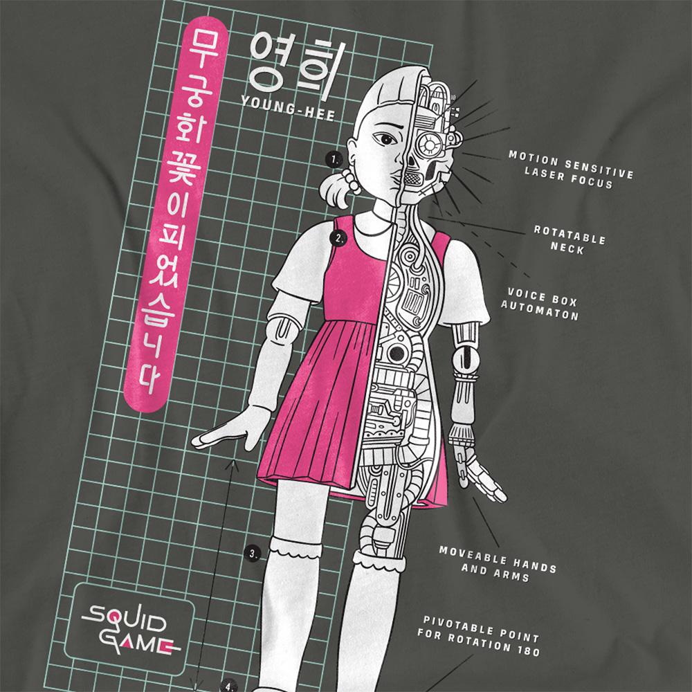 Charcoal - Side - Squid Game Womens-Ladies Young Hee Blueprint T-Shirt