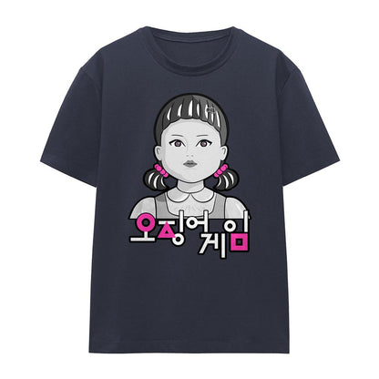 Deep Navy - Front - Squid Game Womens-Ladies Young Hee Pop Art T-Shirt