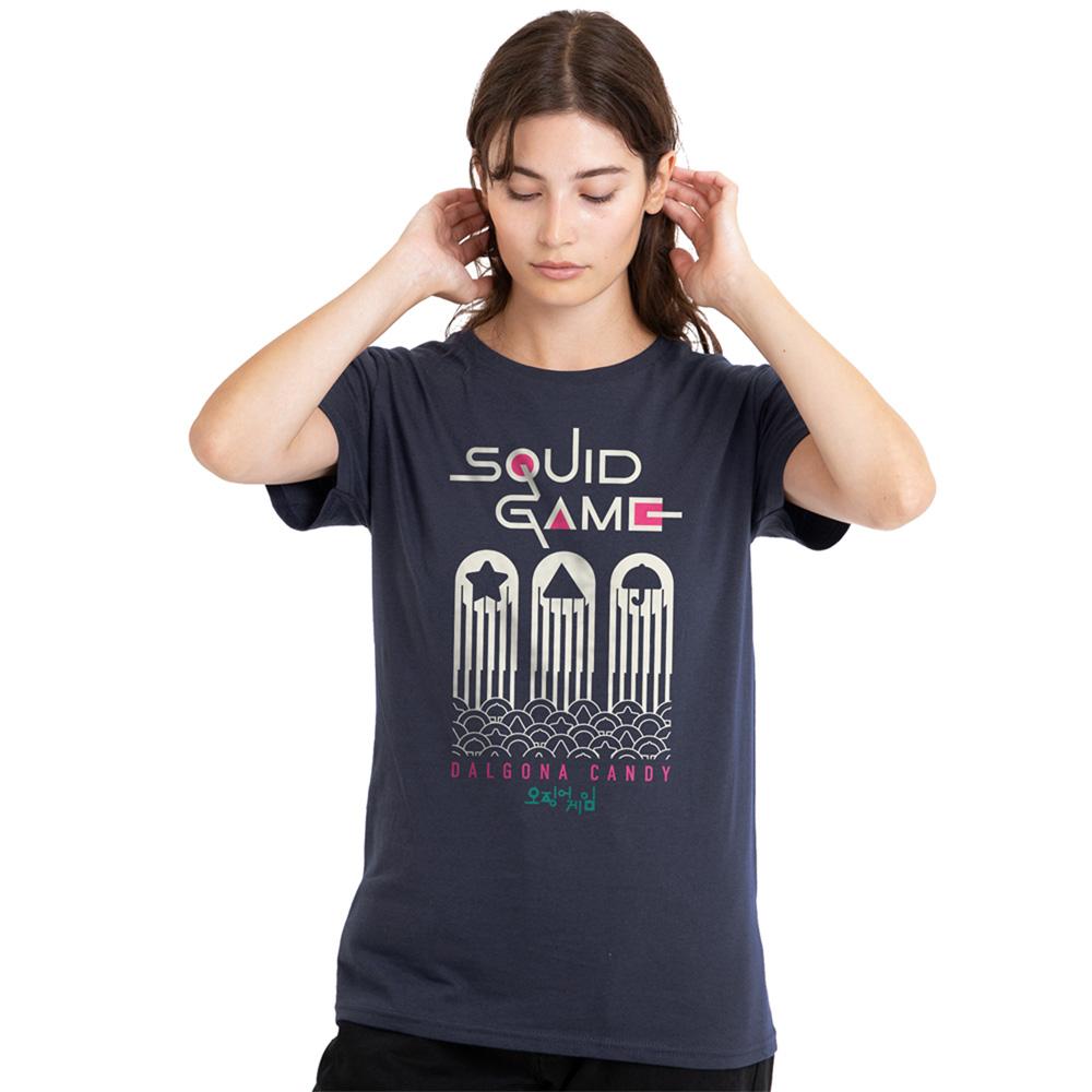Deep Navy - Lifestyle - Squid Game Womens-Ladies Dalgona Candy Shapes T-Shirt