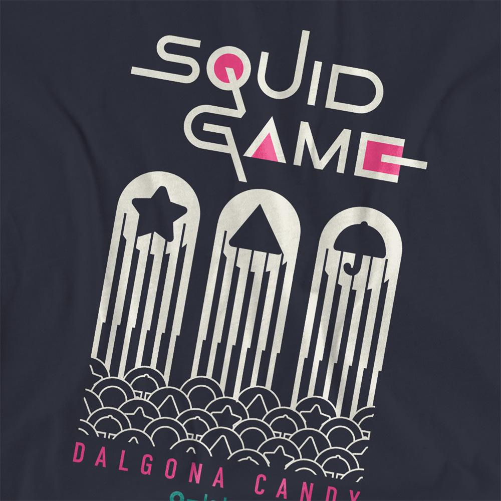 Deep Navy - Side - Squid Game Womens-Ladies Dalgona Candy Shapes T-Shirt