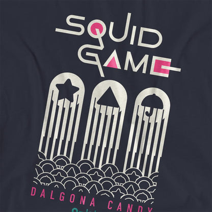 Deep Navy - Side - Squid Game Womens-Ladies Dalgona Candy Shapes T-Shirt