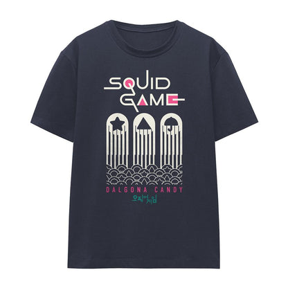 Deep Navy - Front - Squid Game Womens-Ladies Dalgona Candy Shapes T-Shirt