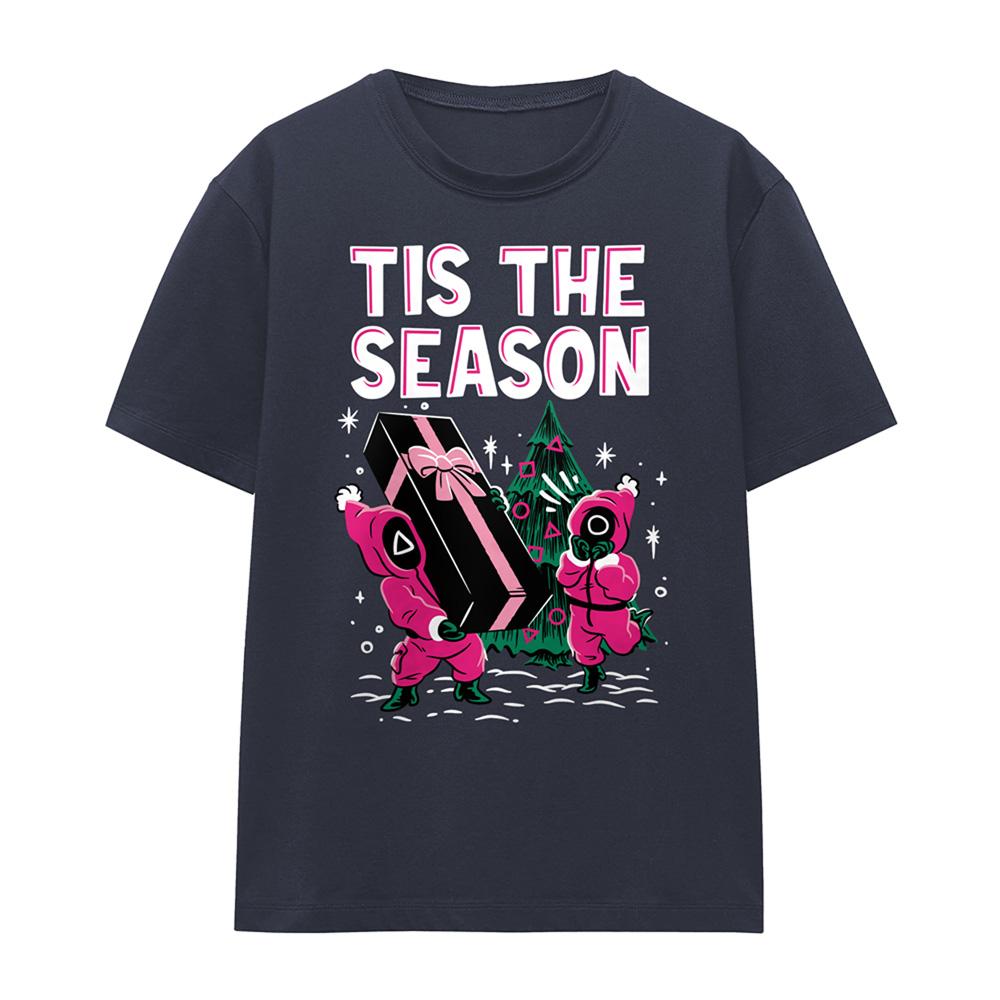 Deep Navy - Front - Squid Game Womens-Ladies Tis The Season Christmas T-Shirt