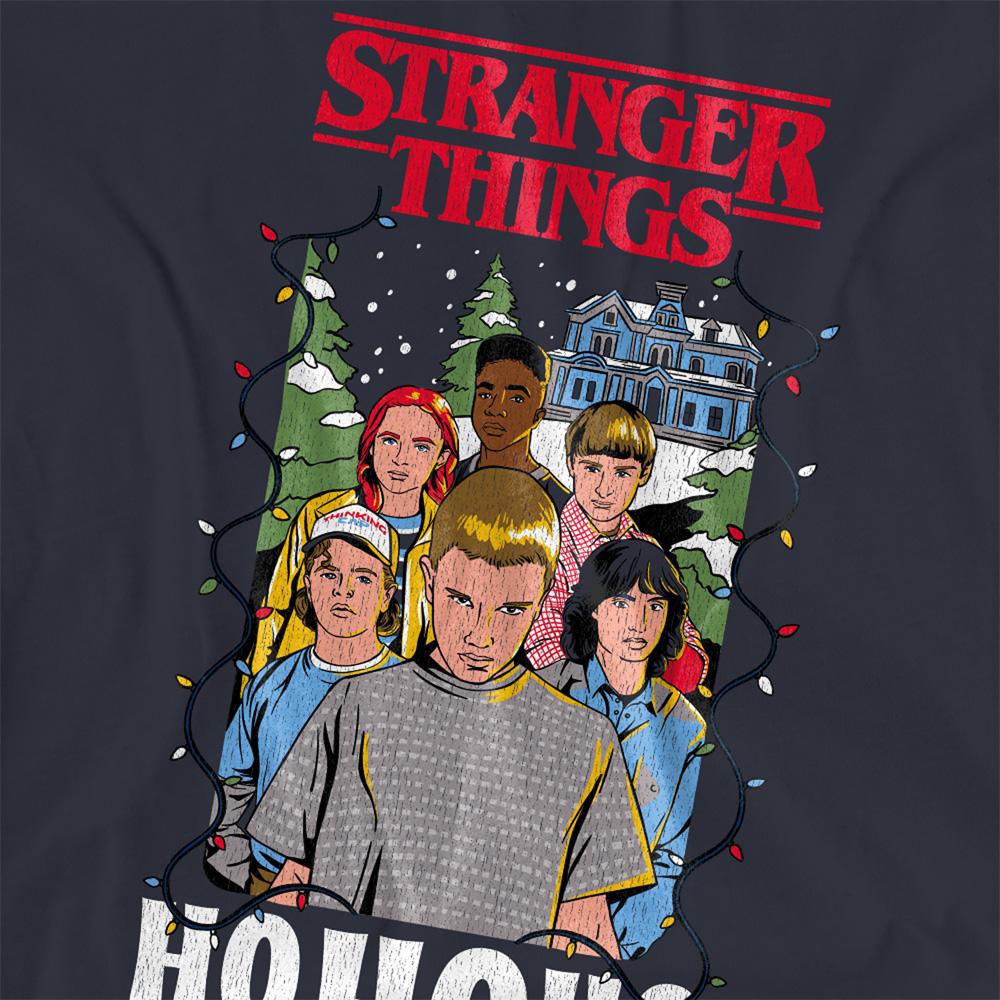 Deep Navy - Side - Stranger Things Womens-Ladies Ho Ho Ho Christmas T-Shirt