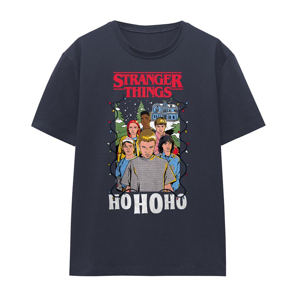 Deep Navy - Front - Stranger Things Womens-Ladies Ho Ho Ho Christmas T-Shirt