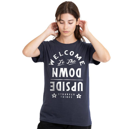 Deep Navy - Lifestyle - Stranger Things Womens-Ladies Welcome To The Upside Down T-Shirt