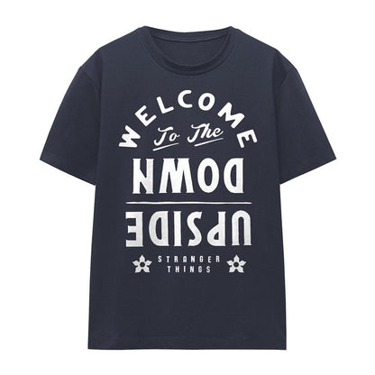 Deep Navy - Front - Stranger Things Womens-Ladies Welcome To The Upside Down T-Shirt