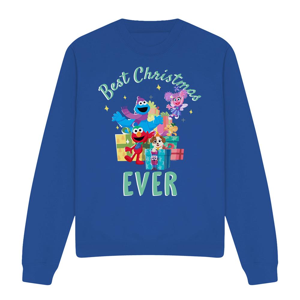 Royal Blue - Front - Sesame Street Unisex Adult Best Christmas Ever Characters Sweatshirt