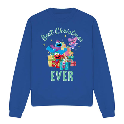Royal Blue - Front - Sesame Street Unisex Adult Best Christmas Ever Characters Sweatshirt