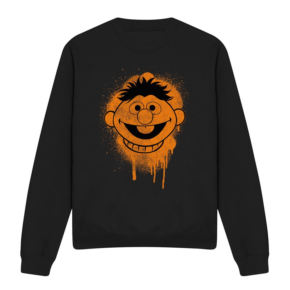 Black - Front - Sesame Street Unisex Adult Ernie Face Sweatshirt