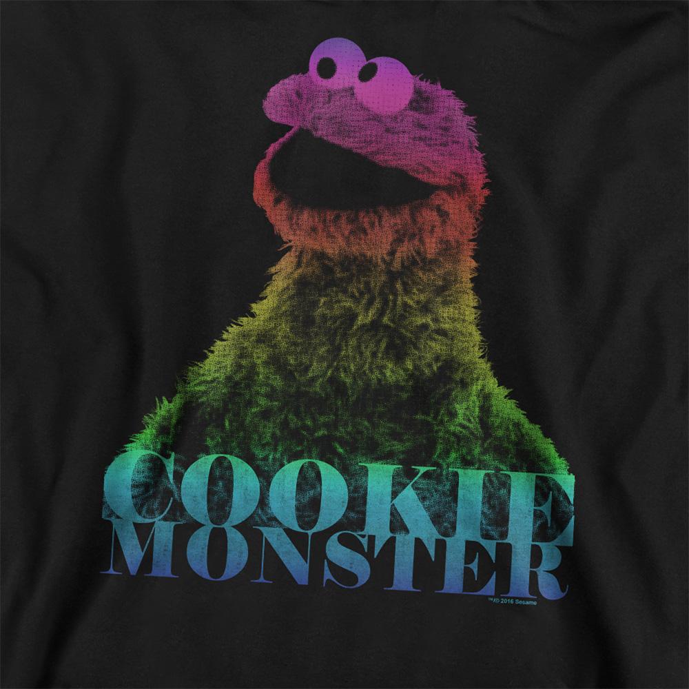 Black - Side - Sesame Street Unisex Adult Cm Halftone Cookie Monster Sweatshirt
