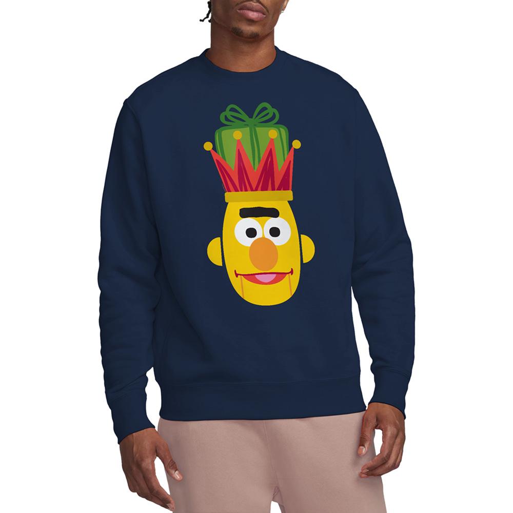 Navy - Lifestyle - Sesame Street Unisex Adult Bert Nutcracker Christmas Sweatshirt