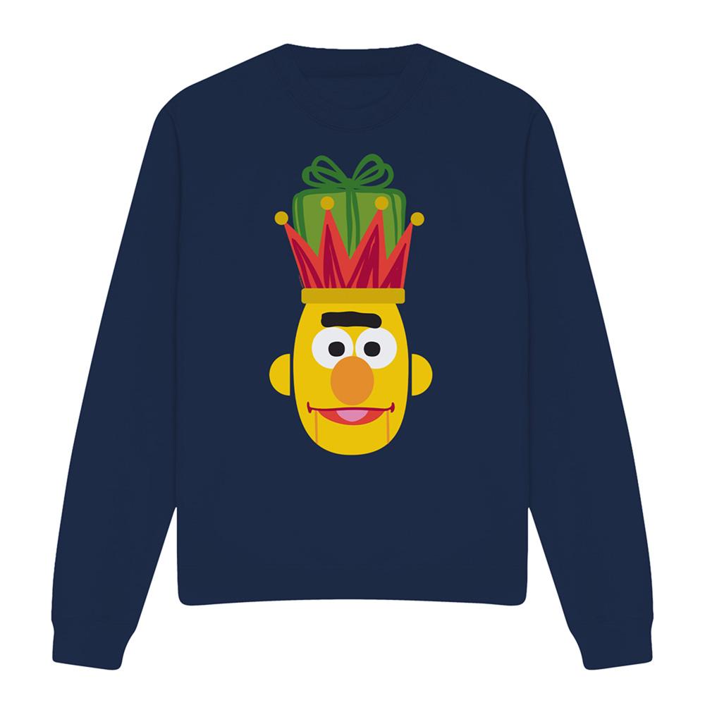 Navy - Front - Sesame Street Unisex Adult Bert Nutcracker Christmas Sweatshirt