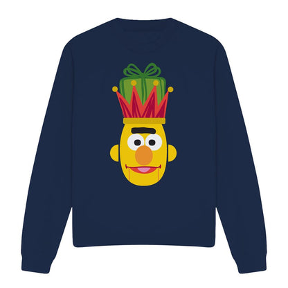 Navy - Front - Sesame Street Unisex Adult Bert Nutcracker Christmas Sweatshirt