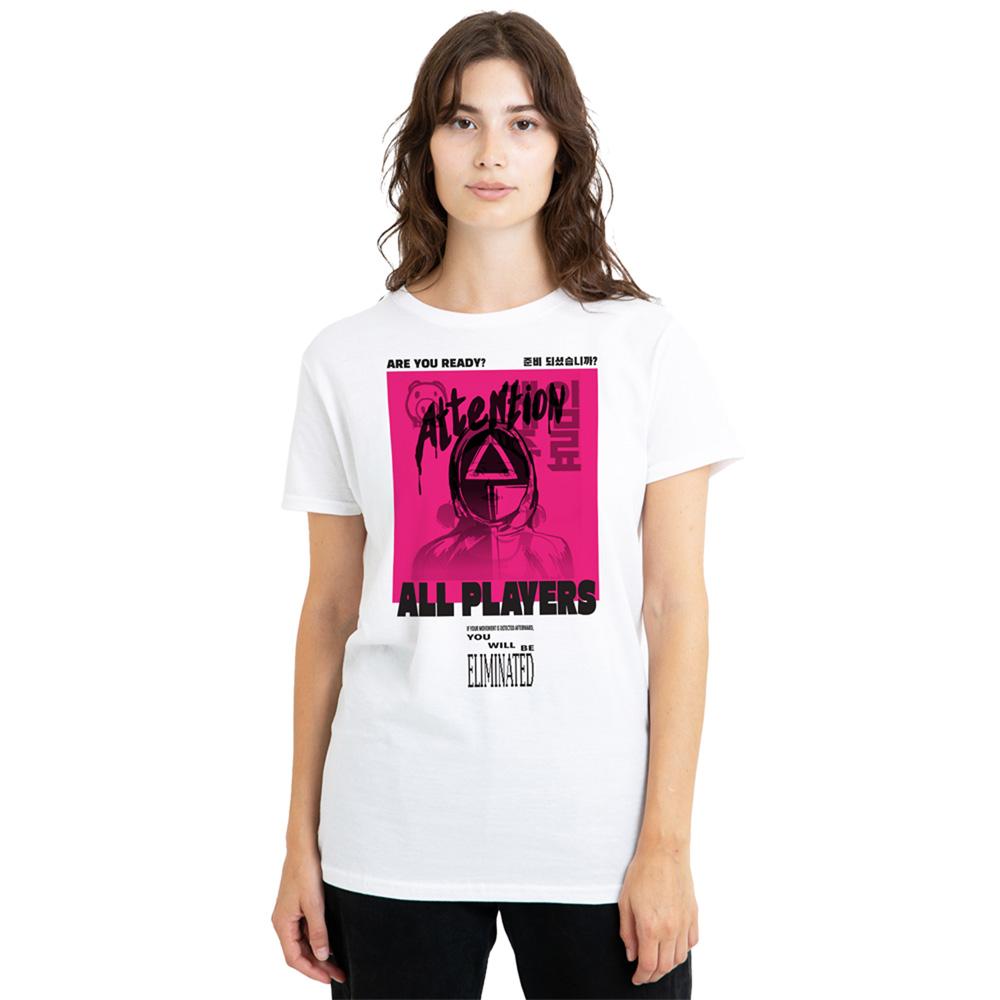 White - Lifestyle - Squid Game Womens-Ladies Attention Guard T-Shirt