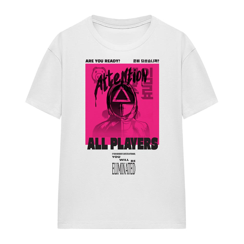 White - Front - Squid Game Womens-Ladies Attention Guard T-Shirt