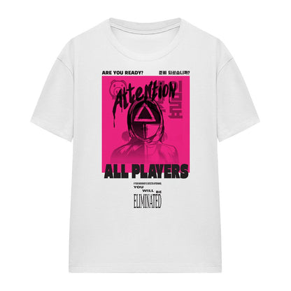 White - Front - Squid Game Womens-Ladies Attention Guard T-Shirt