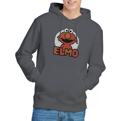 Charcoal - Back - Sesame Street Unisex Adult Elmo Name Hoodie
