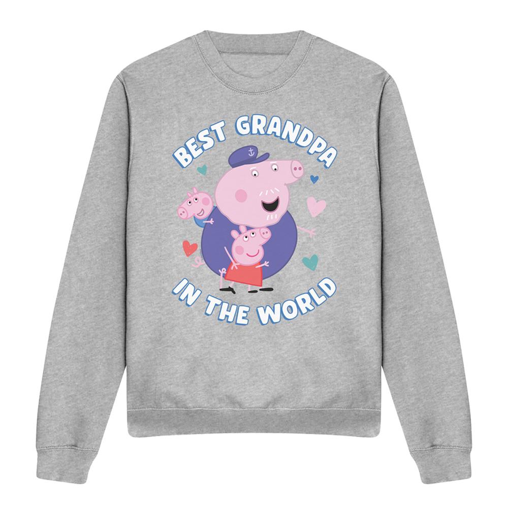 Heather Grey - Side - Peppa Pig Unisex Adult Best Grandpa In The World Sweatshirt