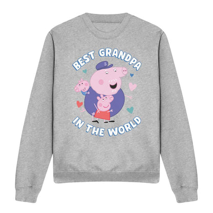 Heather Grey - Side - Peppa Pig Unisex Adult Best Grandpa In The World Sweatshirt