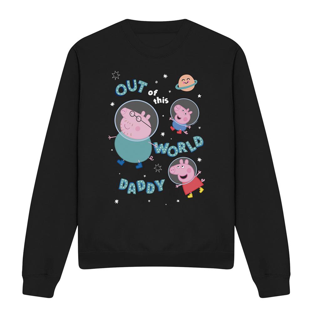 Black - Side - Peppa Pig Unisex Adult Out Of This World Daddy Pig Sweatshirt