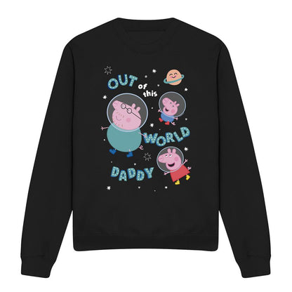 Black - Side - Peppa Pig Unisex Adult Out Of This World Daddy Pig Sweatshirt