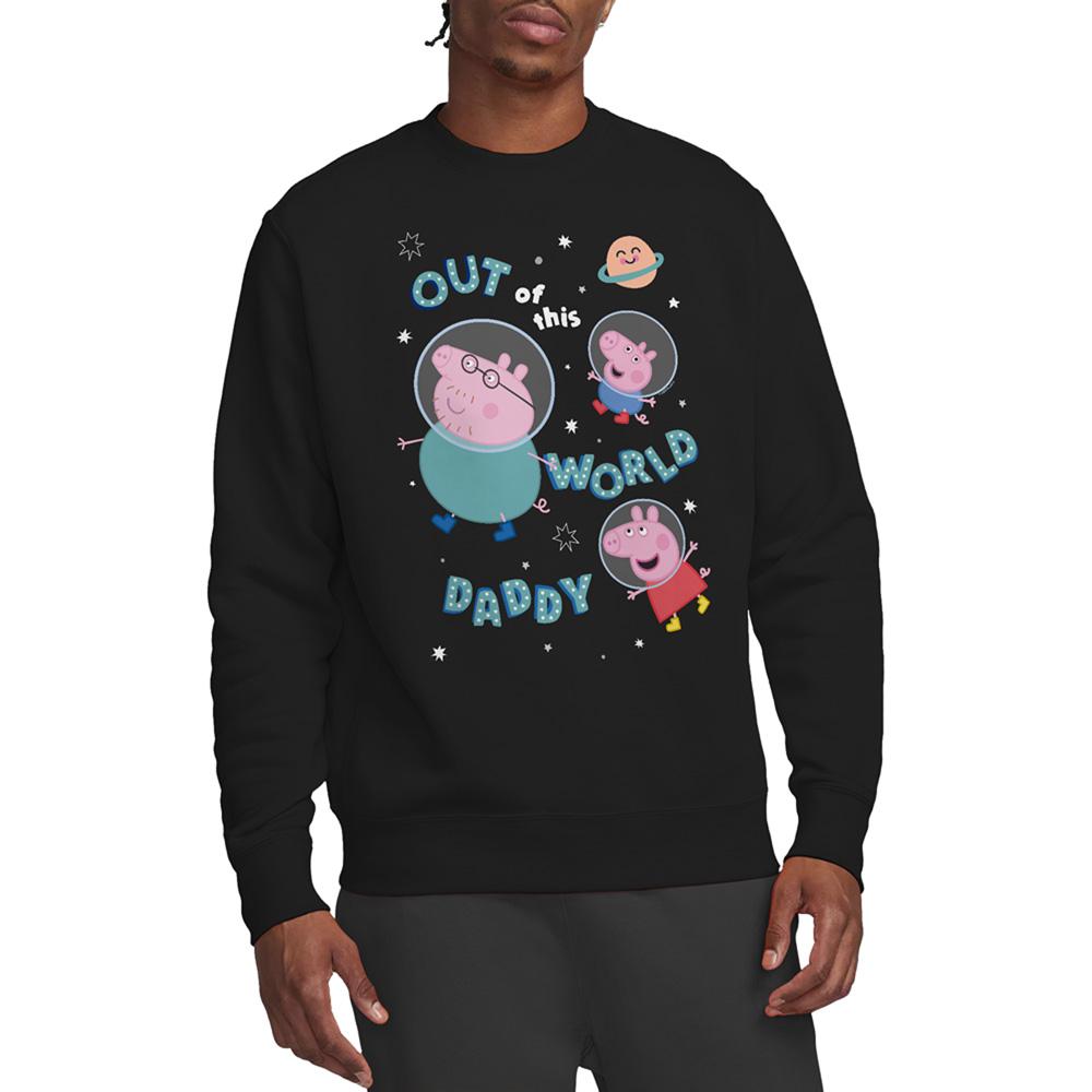 Black - Front - Peppa Pig Unisex Adult Out Of This World Daddy Pig Sweatshirt