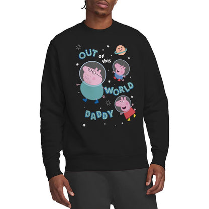 Black - Front - Peppa Pig Unisex Adult Out Of This World Daddy Pig Sweatshirt