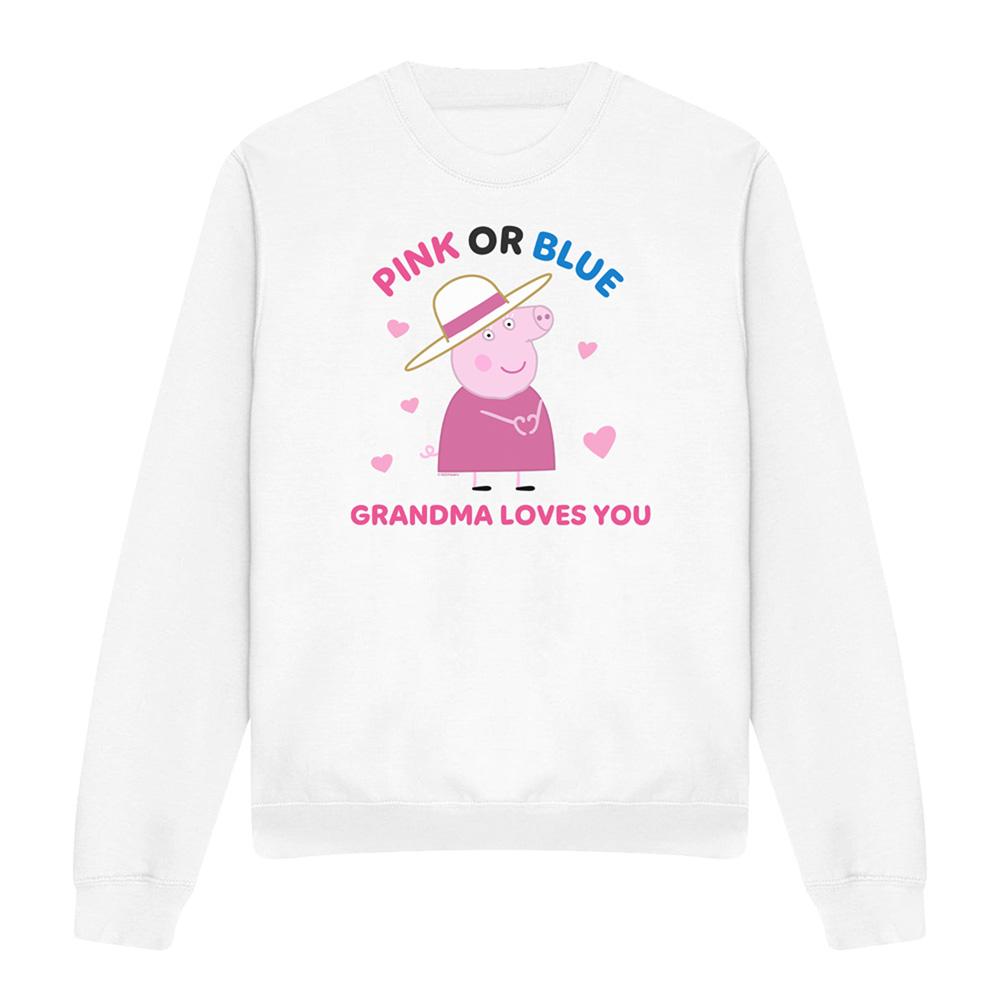 White - Lifestyle - Peppa Pig Womens-Ladies Pink Or Blue Grandma Pig Loves You Sweatshirt