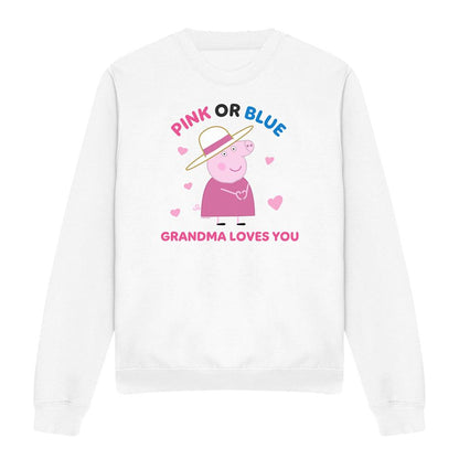 White - Lifestyle - Peppa Pig Womens-Ladies Pink Or Blue Grandma Pig Loves You Sweatshirt