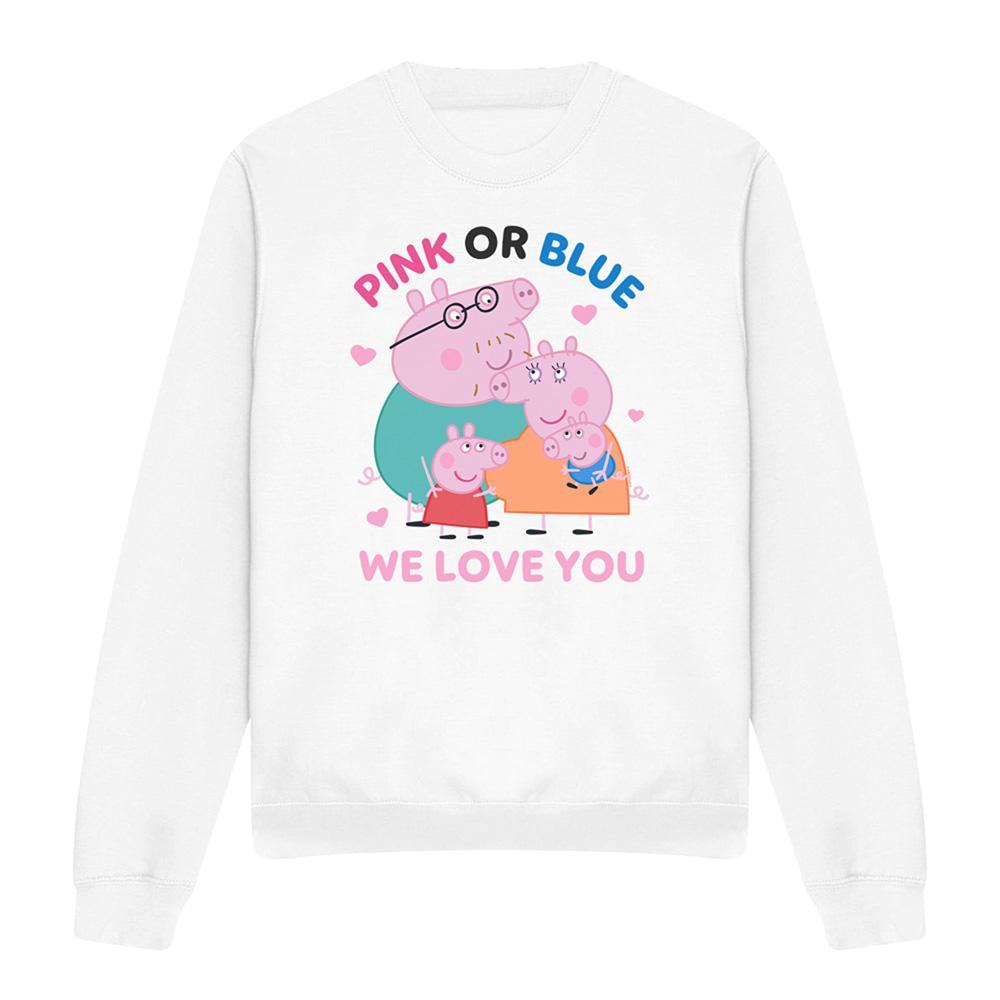 White - Lifestyle - Peppa Pig Unisex Adult Pink Or Blue We Love You Sweatshirt