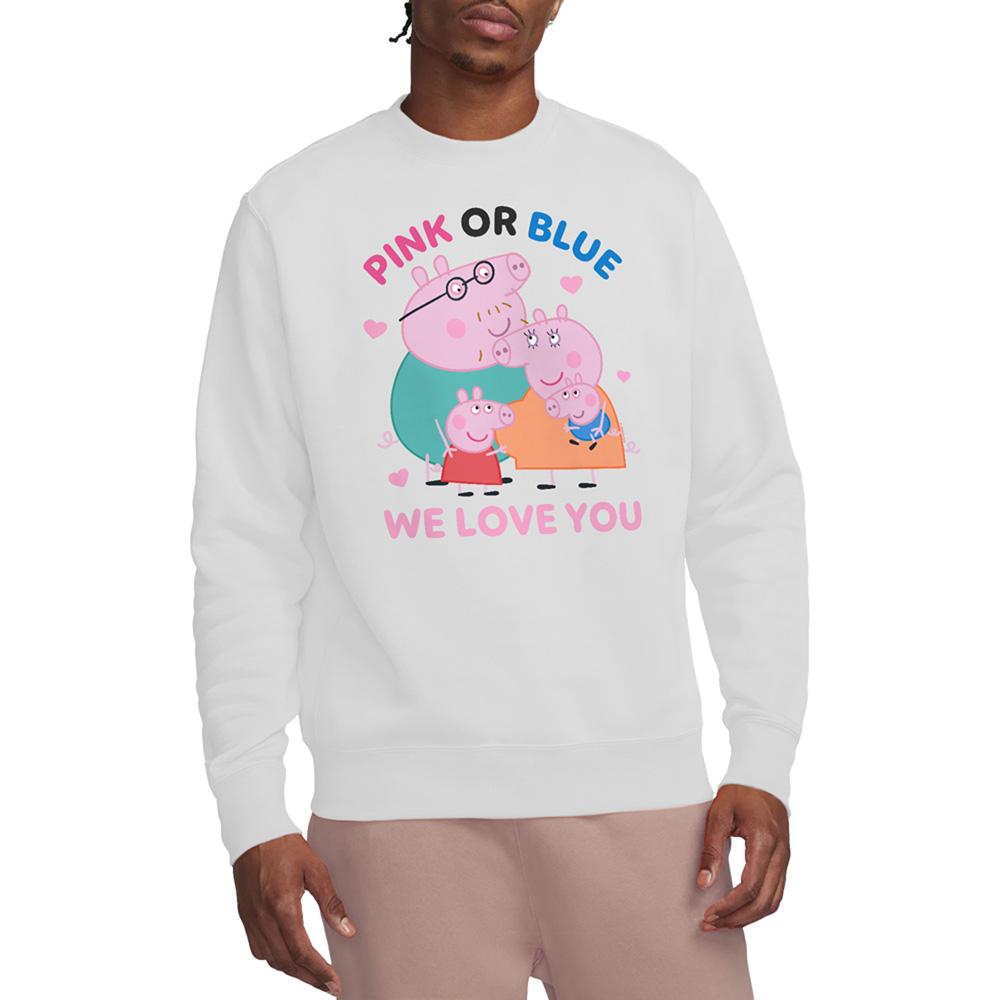 White - Front - Peppa Pig Unisex Adult Pink Or Blue We Love You Sweatshirt