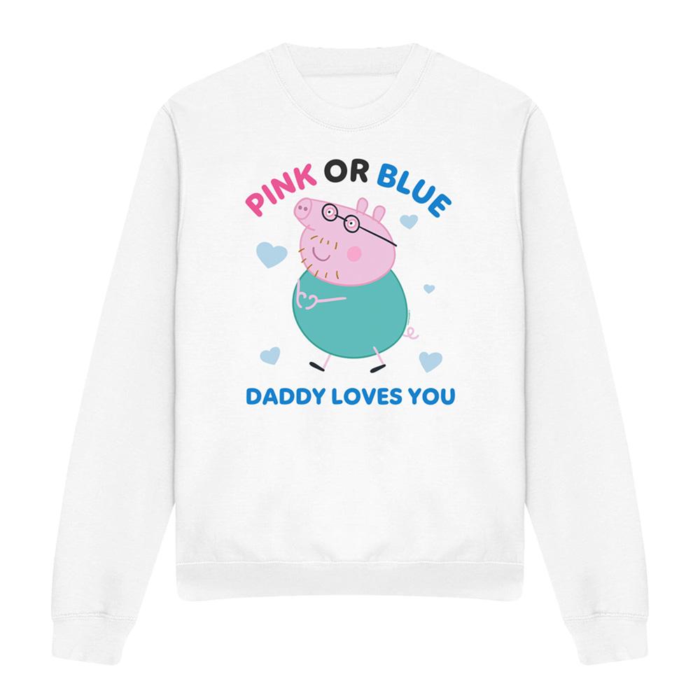 White - Lifestyle - Peppa Pig Unisex Adult Pink Or Blue Daddy Pig Loves You Sweatshirt