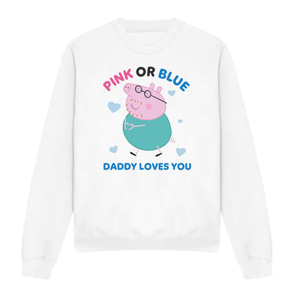 White - Lifestyle - Peppa Pig Unisex Adult Pink Or Blue Daddy Pig Loves You Sweatshirt